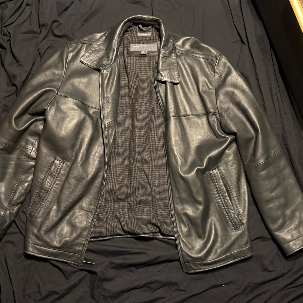 Perry Ellis Portfolio Mens Lambskin Leather Jacket